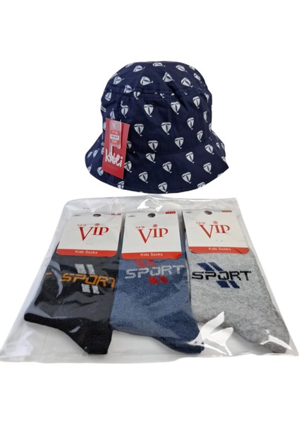 4-8 Yaş Erkek Çocuk Yazlık Fötr Şapka Vip 7-8 Yaş 3 Renk Çorap 4 Lü Set modelleri