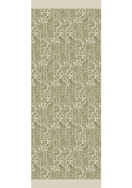 Henna Desen Çift Taraflı Şal Haki-Somon