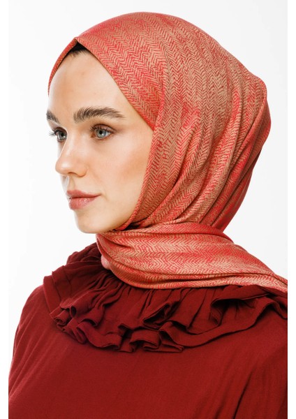 Sahra Desen Çift Taraflı Şal Vizon-Kırmızı fiyatları