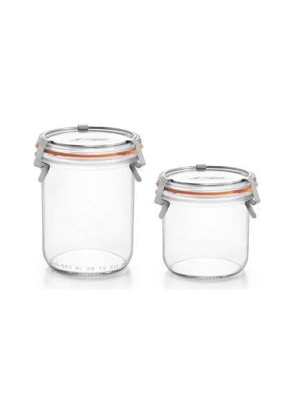 Klipsli 2'li Cam Kavanoz Seti (1 Adet 580 ml - 1 Adet 425 Ml)