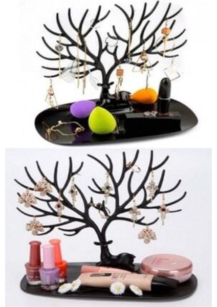 Siyah Geyik Tasarımlı Takı ve Mücevher Standı, Şık ve Kullanışlı Organizer