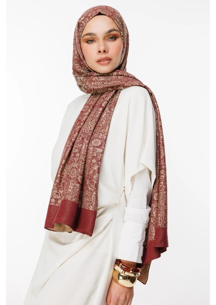 Henna Desen Çift Taraflı Şal Mürdüm-Somon modelleri