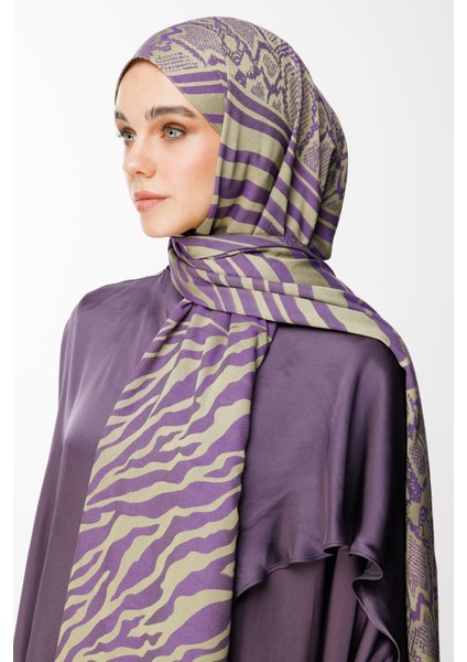 Riad Desen Çift Taraflı Şal Zeytin-Mor fiyatları