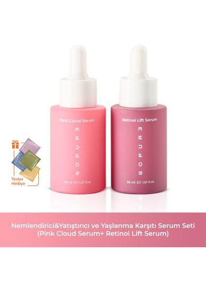 Nemlendirici&Yatıştırıcı ve Retinol Serum Seti (Retinol Lift Serum+Pink Cloud Serum)