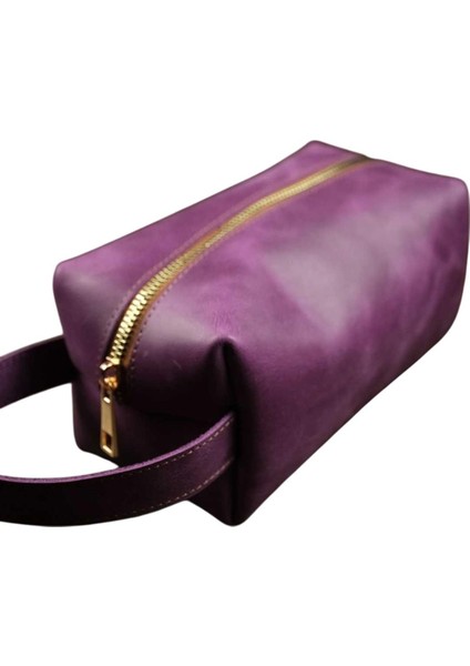 Bideri Perge Hakiki Deri El Çantası Mor