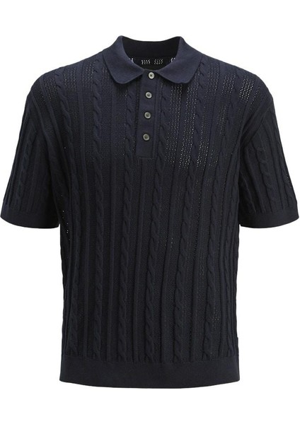 Jack Jones Lamason Knıt Oversize Fit Triko Polo Yaka Erkek Tişört 12277518