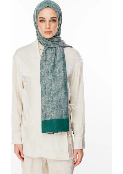 Sahra Desen Çift Taraflı Şal Zümrüt-Pembe