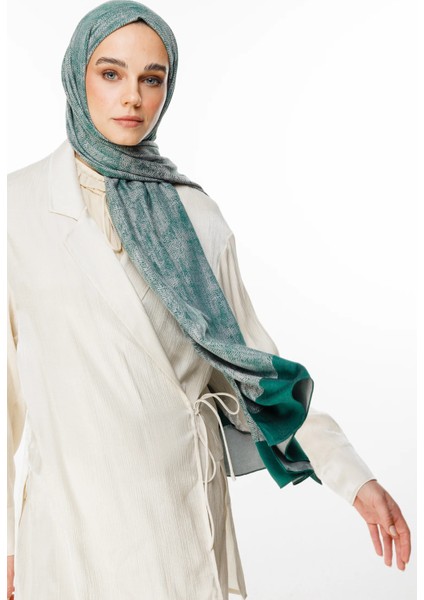Sahra Desen Çift Taraflı Şal Zümrüt-Pembe modelleri