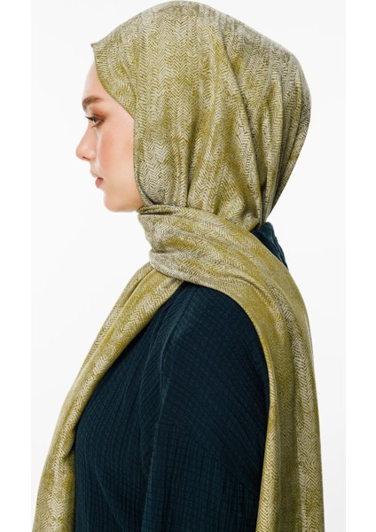 Sahra Desen Çift Taraflı Şal Yağ Yeşili-Ekru modelleri