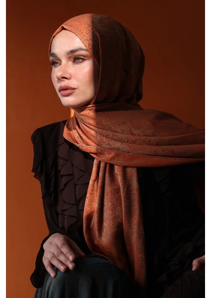 Henna Desen Çift Taraflı Şal Tarçın-Bej