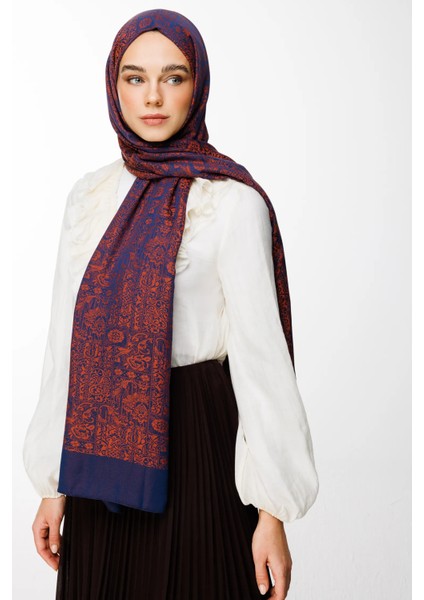 Henna Desen Çift Taraflı Şal Lacivert-Soğan Kabuğu fiyatları