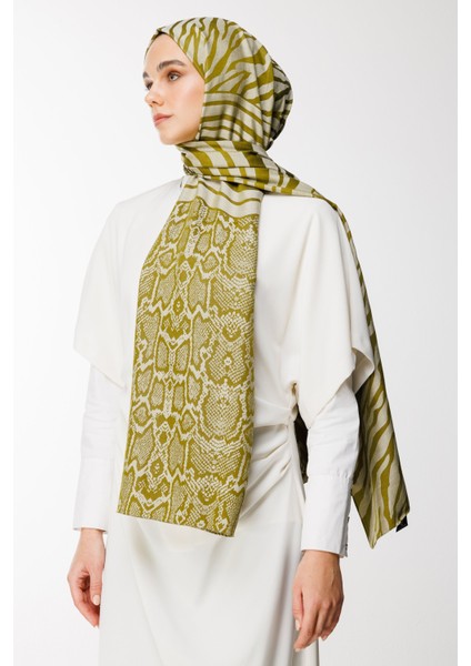 Riad Desen Çift Taraflı Şal Yağ Yeşili-Ekru modelleri
