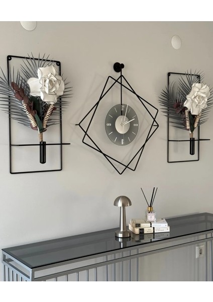 Ferrero Camlı Siyah Metal Kırılmaz Camlı Duvar Saati