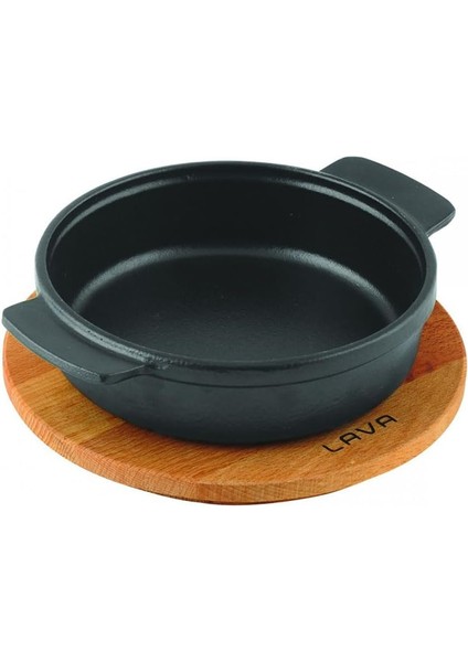 Pişirme Kabı, Lv Eco Gv 17 K4, Yuvarlak Güveç, Ahşap Altlık, Çap 17 Cm, Dökme Demir, Siyah