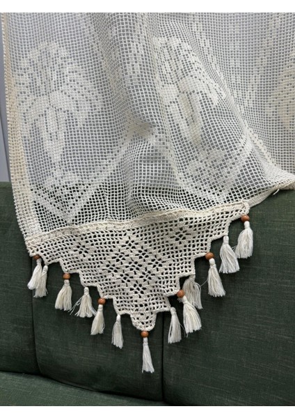 Örgü Örme Perde Makrome Desenli Pamuklu Tül Perde modelleri