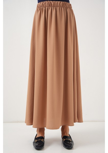 Kadın Uzun Ayrobin Etek 8050 - Camel fırsatları