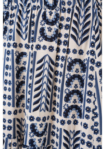 Kadın Desenli Uzun Etek 8053 - Krem indirimleri