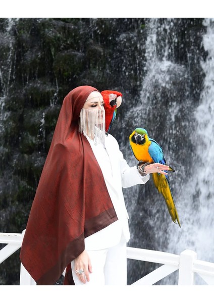 Sahra Desen Çift Taraflı Şal Acı Kahve-Kahve