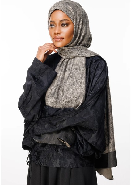 Sahra Desen Çift Taraflı Şal Siyah-Bej