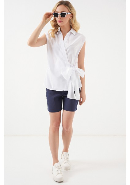 Kadın Sıfır Kol Anvelop Gömlek 20343 - Beyaz modelleri