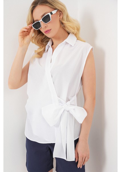 Kadın Sıfır Kol Anvelop Gömlek 20343 - Beyaz fırsatları