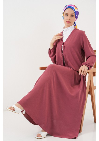 Kadın Ayrobin Kimono Etek Ikili Takım 8047 - Gül Kurusu modelleri