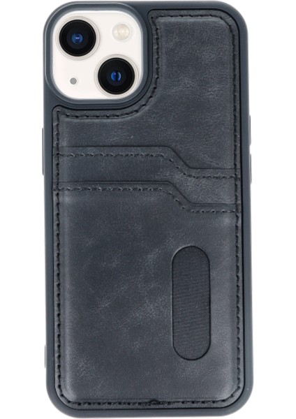 Iphone 14 Kılıf Sara Kartvizitli Deri Kılıf - Siyah Nrmsa