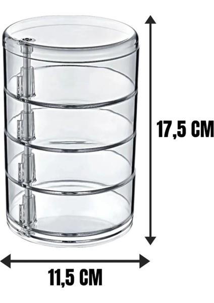 Dört Katlı Silindir Takı ve Makyaj Organizeri Şık ve Pratik Saklama Kutusu modelleri