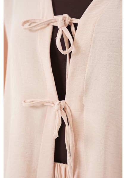 Kadın Ayrobin Kimono Etek Ikili Takım 8047 - Krem indirimleri