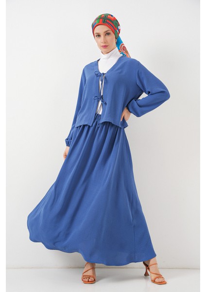 Kadın Ayrobin Kimono Etek Ikili Takım 8047 - Indigo fırsatları