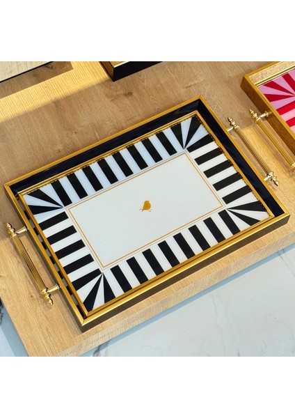 Glore A11-010- Black Line Çerçeveli Tepsi 31X46