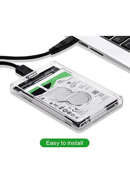 Şeffaf 2.5 Inç USB 3.0 - Sata Sabit Sürücü Muhafazası Harici HDD SSD Muhafazası