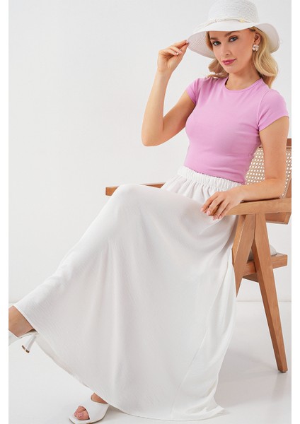 Kadın Uzun Ayrobin Etek 8050 - Beyaz modelleri