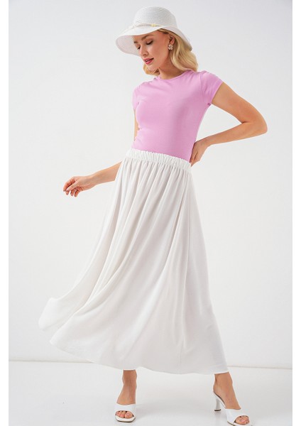 Kadın Uzun Ayrobin Etek 8050 - Beyaz indirimleri