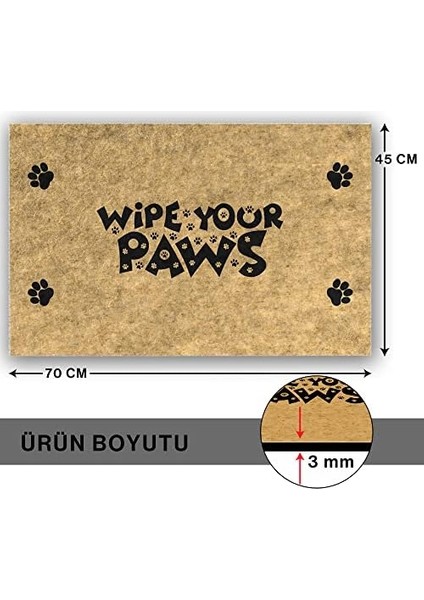 Tasarımlı Dekoratif Kapı Önü Paspas, Dış Mekan/ev Içi/banyo/mutfak/yatak Odası/giriş Paspasları (Paws, 45X70)