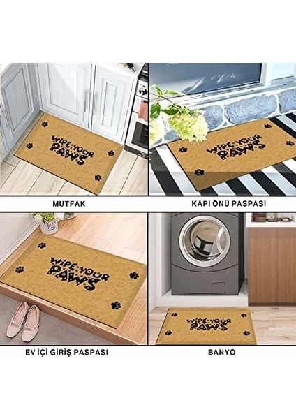 Tasarımlı Dekoratif Kapı Önü Paspas, Dış Mekan/ev Içi/banyo/mutfak/yatak Odası/giriş Paspasları (Paws, 45X70)