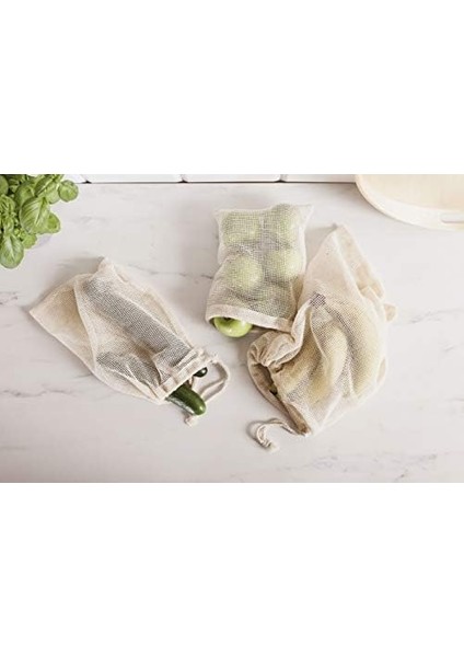 By York York Natural Cotton Eco Meyve ve Sebze Torbaları 3 Parçalı. Ölçüler 30 x 35 Cm, 25 x 30 Cm, 18 x 23 Cm, Beyaz, Orta modelleri