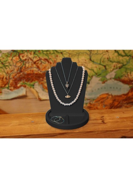 Şık ve Kullanışlı Takı Sergileme Standı, Siyah Renk, Kolay Taşınabilir ve Düzenli Gösterim