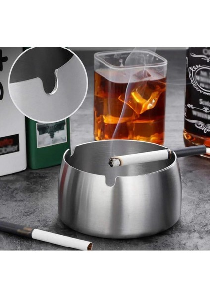 3 Lü Gri Paslanmaz Çelik Kaplamalı Küllük Rüzgar Geçirmez Düşmeye Dayanıklı Metal Küllük indirimleri