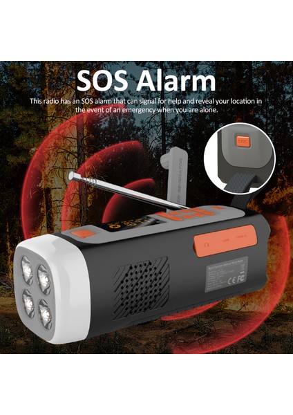 Acil Radyo, 4500 Mah Taşınabilir El Krank Güneş Enerjili Am Fm Sw Radyo Açık Radyo Kablosuz Bt Hoparlör ile Sos Alarm, Kamp Feneri ve El Feneri (Yurt Dışından) fırsatları