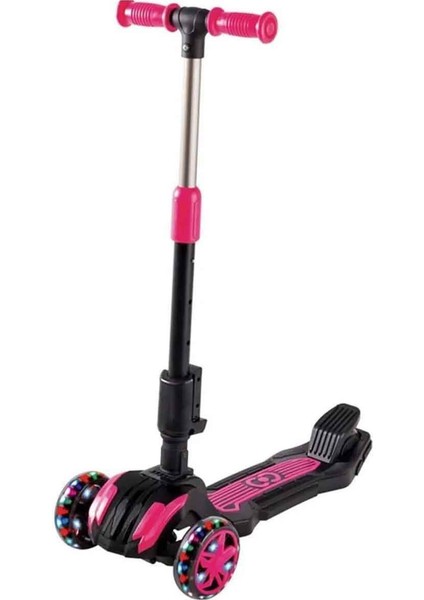 Combo 3 Tekerlekli Katlanabilir Işıklı Oturaklı Scooter - Pembe modelleri