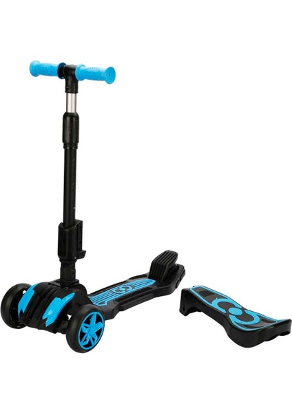 Combo 3 Tekerlekli Katlanabilir Işıklı Oturaklı Scooter - Mavi fiyatları