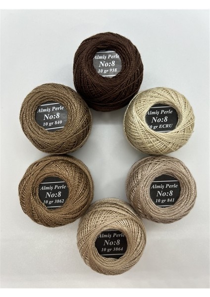 Almiş Perle Etamin- Kanaviçe 6'lı Iplik Seti (10 Gr- No: 8)