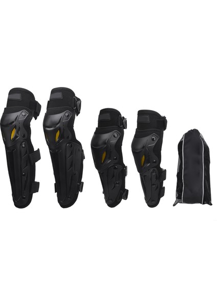 Motosiklet Diz Dizlik Pedleri Dirsek Koruması Ayarlanabilir Elastik Kayış Motocross Diz Koruma Zırhı Dirtbike Yarış Siyah (Yurt Dışından)