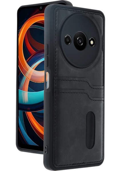 Xiaomi Redmi A3 4g Kılıf Sara Kartvizitli Deri Kılıf - Siyah Nrmsa