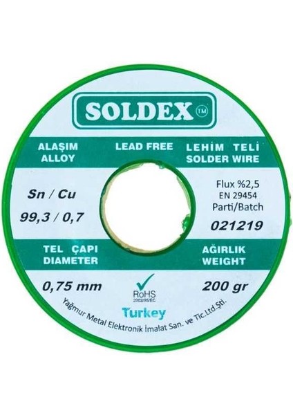 0.75 mm 200 G Kurşunsuz Lehim Teli (%99,3 Sn /%0,7 Cu) modelleri