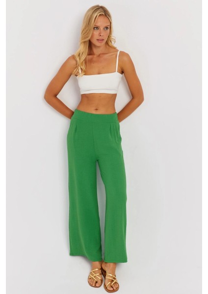 Kadın Yeşil Beli Lastikli Pantolon J23434 modelleri