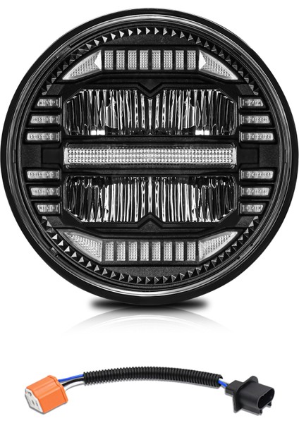 7 Inç Araba LED Far Su Geçirmez 7" Yuvarlak Far ile Beyaz Hi/düşük Işın Drl ve Amber Dönüş Sinyali Işık Değiştirme Için Jeep Wrangler Jk Tj Lj Chevy Ford Mazda Miata Hummer H1 H2 Vb (Yurt Dışından)