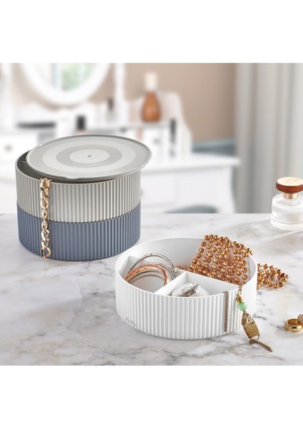 3'lü Çok Amaçlı Kapaklı Organizer Seti, Gri, Mutfak ve Makyaj Kutusu, Pratik ve Şık