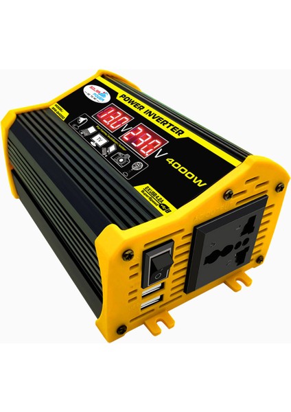 Taşınabilir Invertör Araba Güç Çeviriciler DC12VOLT To AC110 / 220VOLT Trafo 4000W Modifiye Dalga Invertör Çift Usb'li LED Ekran Otomatik Invertörler (Yurt Dışından)